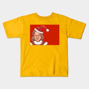 woman wearing red hat on Christmas Day Kids T-Shirt